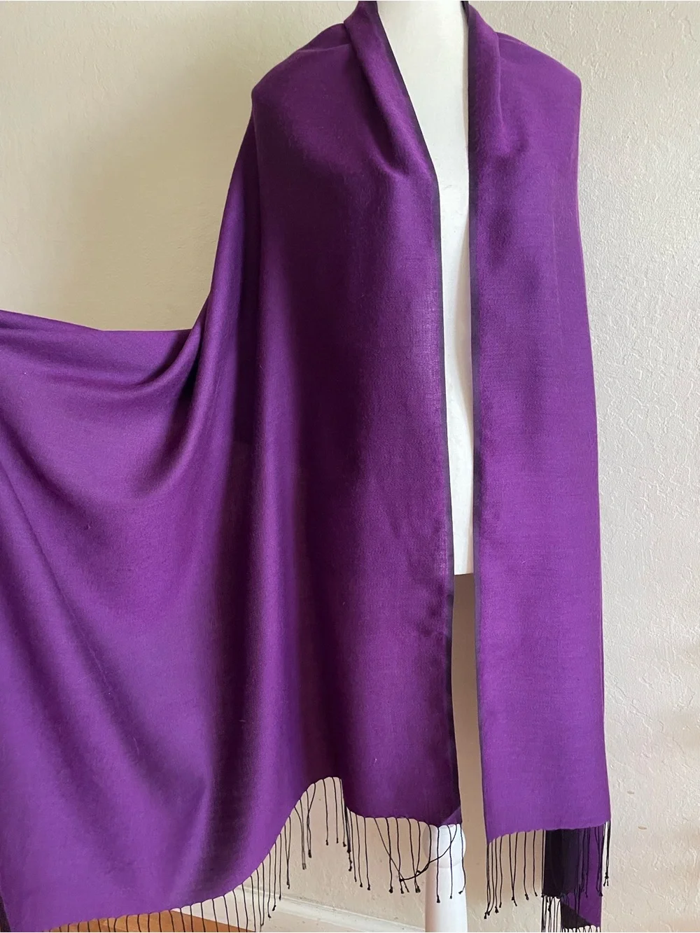 Thin wool and silk purple wrap